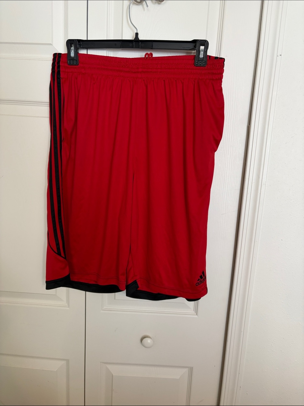 adidas Red Men’s Athletic Shorts with Black Trim